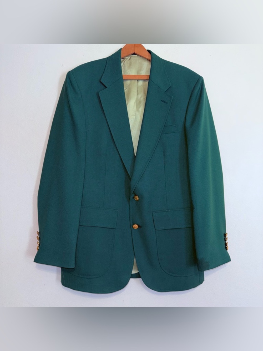 Andhurst Custom Sport Coat Jacket Blazer Shamrock Green Gold Buttons Made In USA